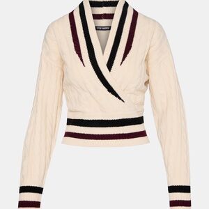 Steve Madden Addison Sweater in Cream with Black and Maroon Stripes